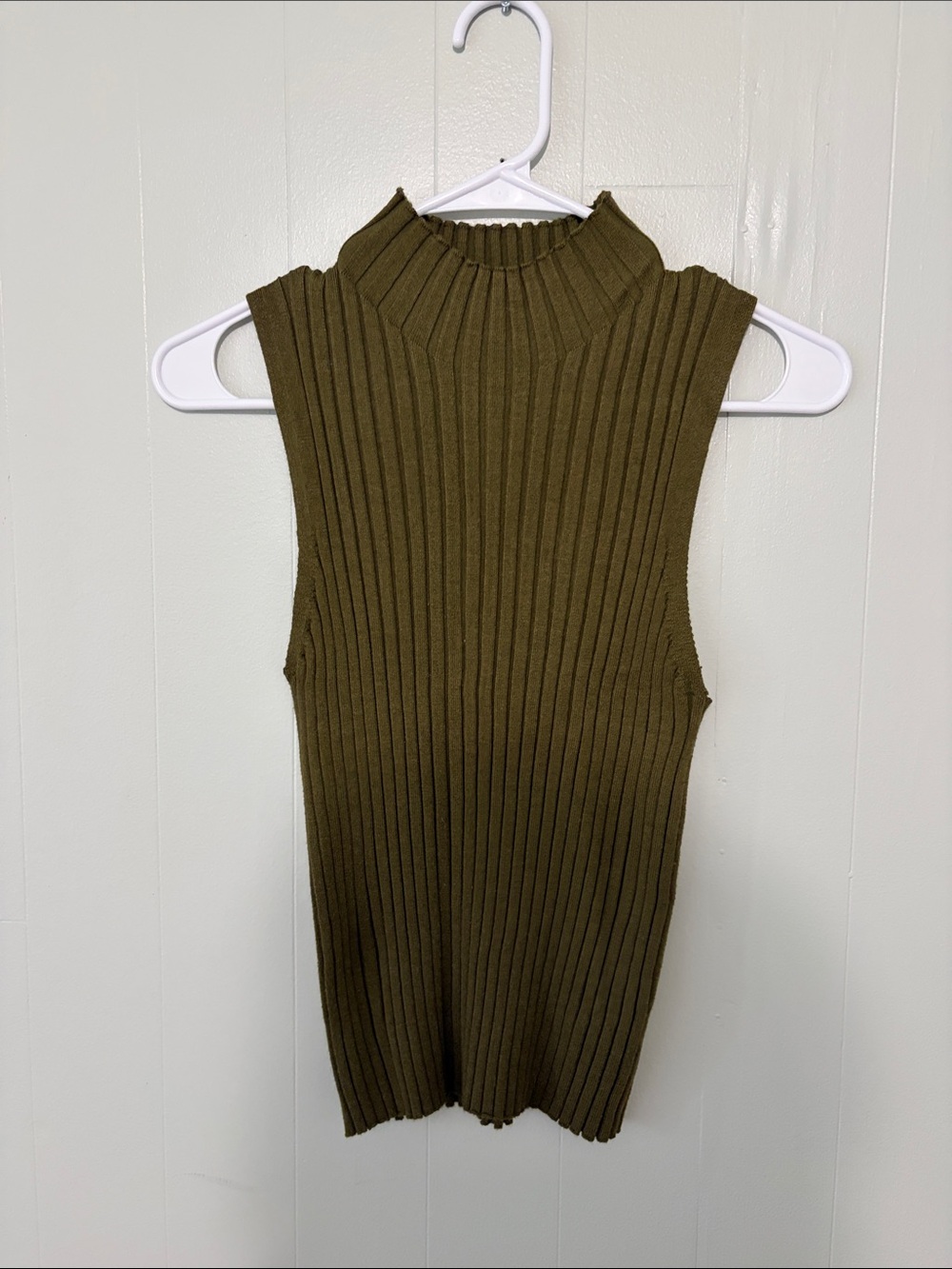 a new day Olive Ribbed Sleeveless Mock Neck Tank